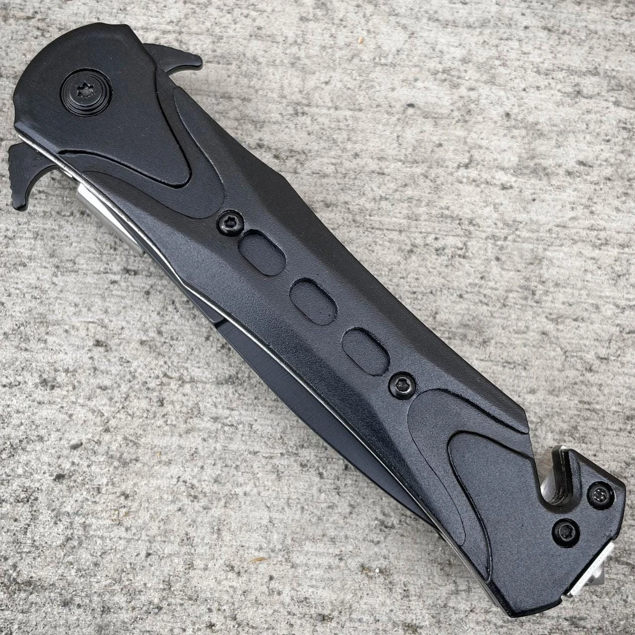 8" Black Tac Force Spring Assisted Open Rescue Folding Tactical Pocket Knife 5 8" Black Tac Force Spring Assisted Open Rescue Folding Tactical Pocket Knife - Image 3