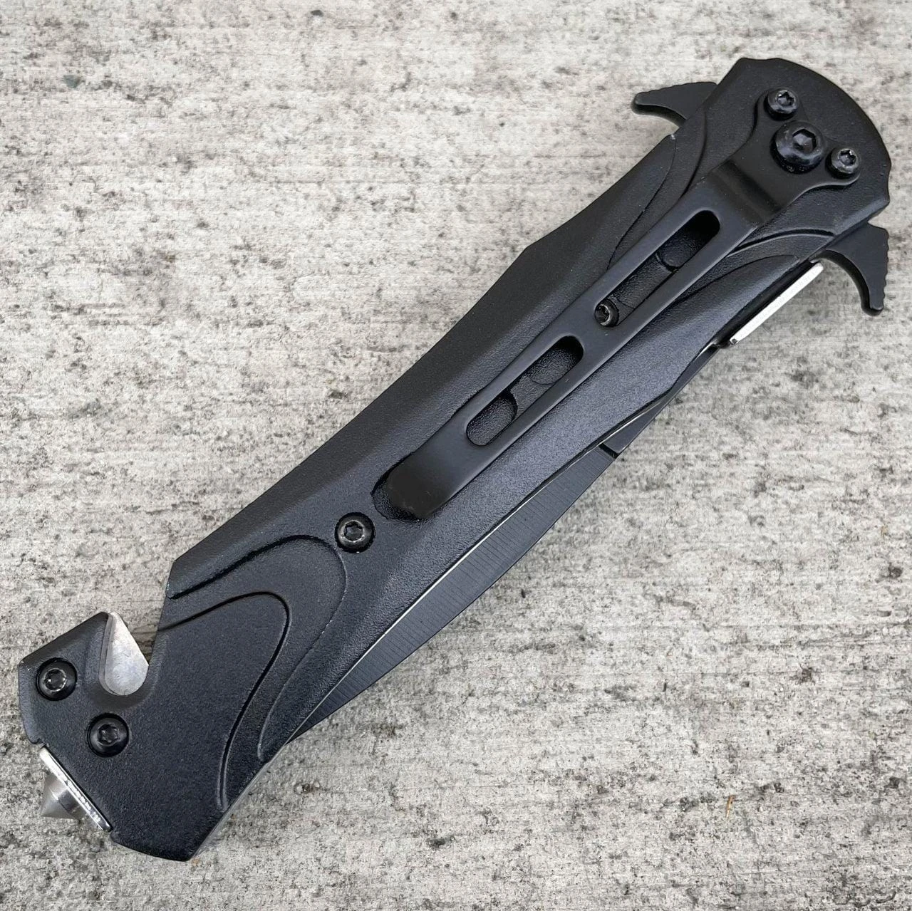 8" Black Tac Force Spring Assisted Open Rescue Folding Tactical Pocket Knife 6 8" Black Tac Force Spring Assisted Open Rescue Folding Tactical Pocket Knife - Image 4