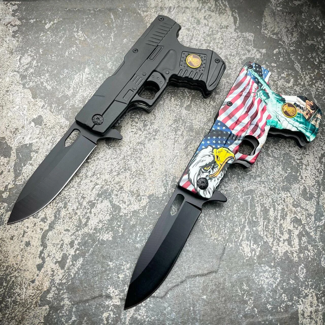 8" POLICE HAND PISTOL Gun Folding Assisted Pocket Knife 4 8" POLICE HAND PISTOL Gun Folding Assisted Pocket Knife - Image 2