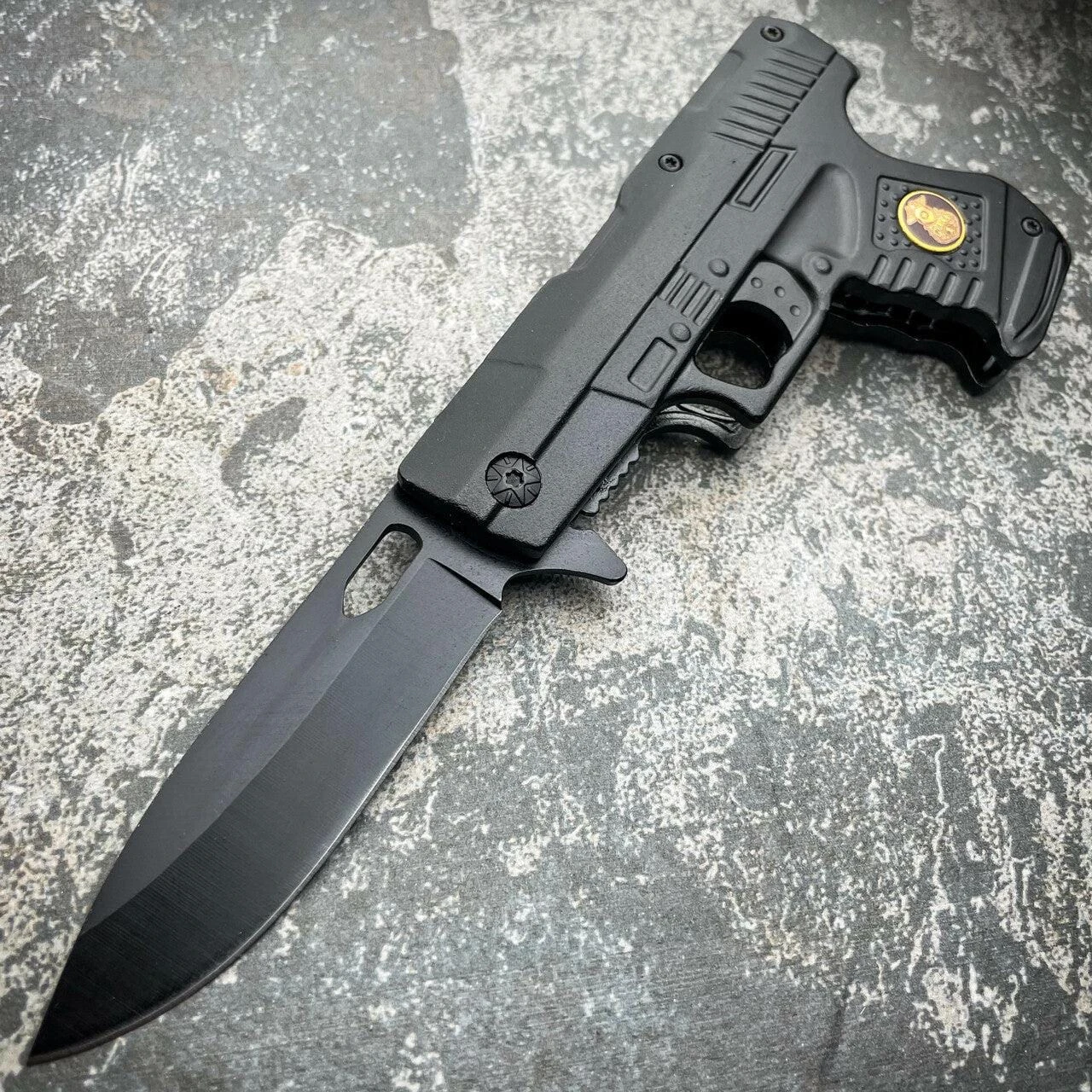 8" POLICE HAND PISTOL Gun Folding Assisted Pocket Knife 5 8" POLICE HAND PISTOL Gun Folding Assisted Pocket Knife - Image 3