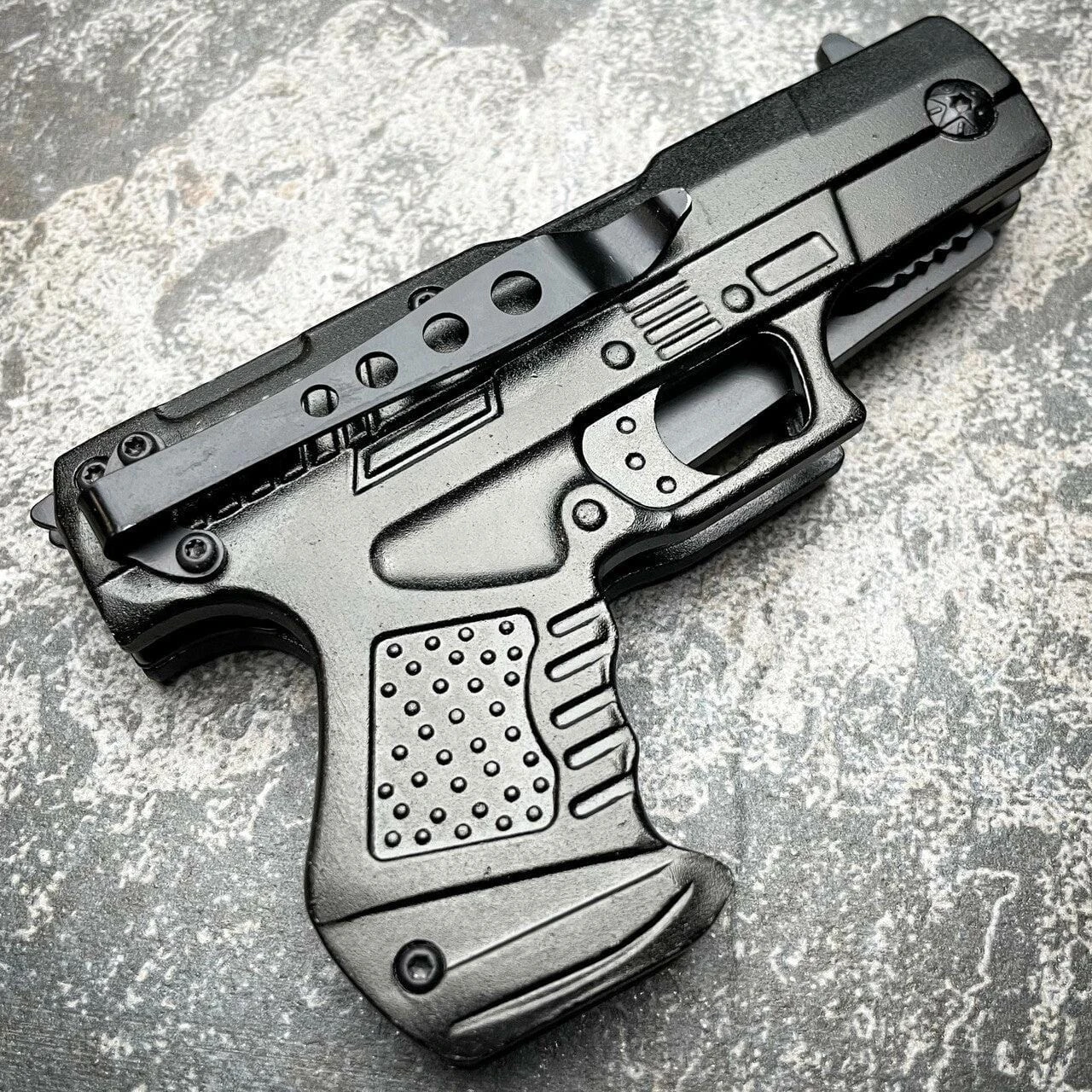 8" POLICE HAND PISTOL Gun Folding Assisted Pocket Knife 8 8" POLICE HAND PISTOL Gun Folding Assisted Pocket Knife - Image 6