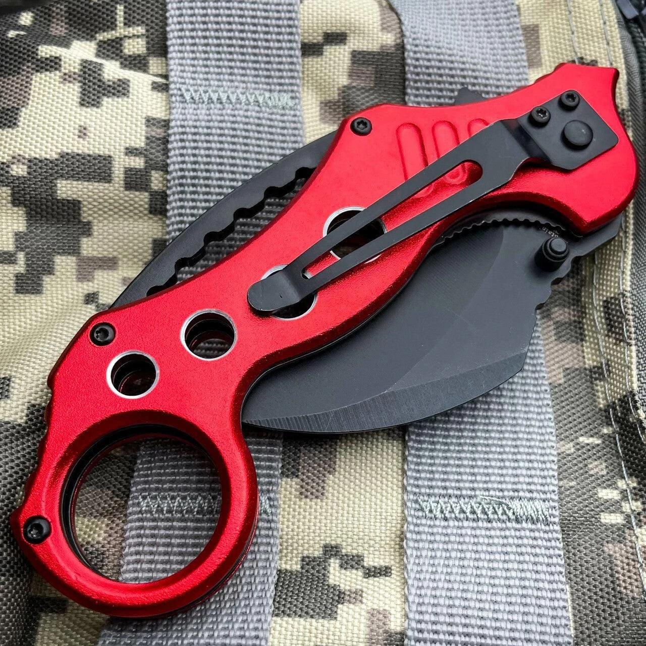 8" Red Spring Assisted Karambit Pocket Knife 6 8" Red Spring Assisted Karambit Pocket Knife - Image 4