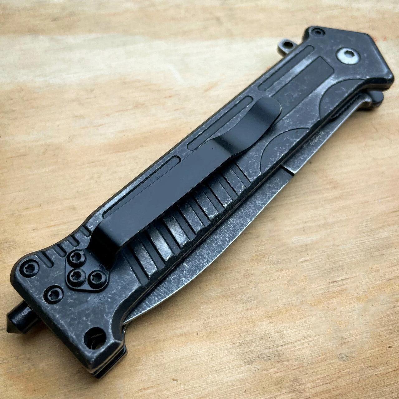 8" STONEWASH Tactical Pocket Knife W Glass Breaker 6 8" STONEWASH Tactical Pocket Knife W Glass Breaker - Image 4