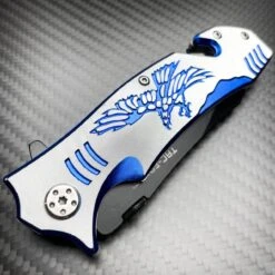 8" Tactical Fantasy Blue EAGLE Spring Assisted Open Rescue Folding Pocket Knife 8 8" Tactical Fantasy Blue EAGLE Spring Assisted Open Rescue Folding Pocket Knife -BLADE ADDICT Sales blade addict knives 8 tactical fantasy blue eagle spring assisted open rescue folding pocket knife 31059379650759