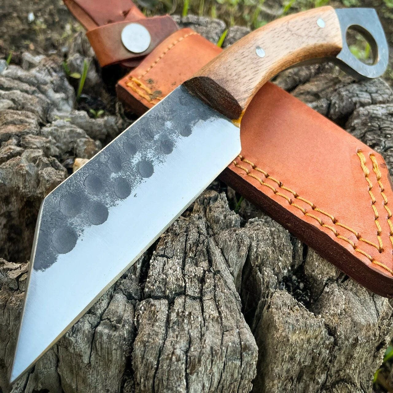 9.5" Hand Forged Ring Seax Carbon Steel Cleaver Hunting Knife Fixed Blade W Wood 3 9.5" Hand Forged Ring Seax Carbon Steel Cleaver Hunting Knife Fixed Blade W Wood