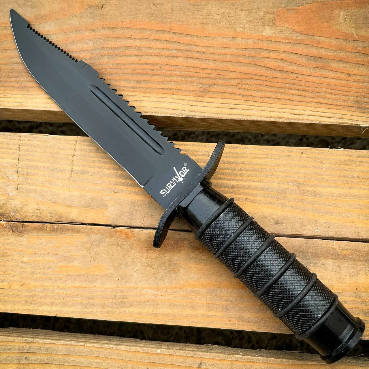 9.5" Tactical Hunting Army Rambo Fixed Blade Knife Machete Bowie W Survival Kit Black 5 9.5" Tactical Hunting Army Rambo Fixed Blade Knife Machete Bowie W Survival Kit Black - Image 3