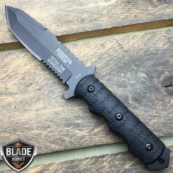 9" Black Tactical Full Tang FIXED BLADE 7 9" Black Tactical Full Tang FIXED BLADE -BLADE ADDICT Sales blade addict knives 9 black tactical full tang fixed blade 36656255107286