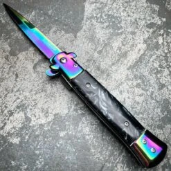 9" Italian Style Rainbow Spring Assisted Open Folding Stiletto Pocket Knife -BLADE ADDICT Sales blade addict knives 9 italian style rainbow spring assisted open folding stiletto pocket knife 36349614719190