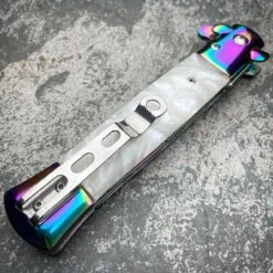 9" Italian Style Rainbow Spring Assisted Open Folding Stiletto Pocket Knife -BLADE ADDICT Sales blade addict knives 9 italian style rainbow spring assisted open folding stiletto pocket knife 36349624484054