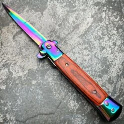 9" Italian Style Rainbow Spring Assisted Open Folding Stiletto Pocket Knife -BLADE ADDICT Sales blade addict knives 9 italian style rainbow spring assisted open folding stiletto pocket knife 36349626646742