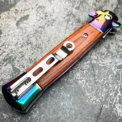 9" Italian Style Rainbow Spring Assisted Open Folding Stiletto Pocket Knife -BLADE ADDICT Sales blade addict knives 9 italian style rainbow spring assisted open folding stiletto pocket knife 36349627203798