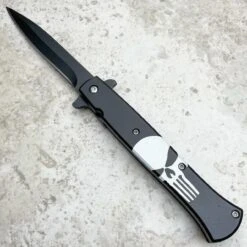 9" Stiletto Style Black Skull Spring Assisted Pocket Knife -BLADE ADDICT Sales blade addict knives 9 stiletto style black skull spring assisted pocket knife 36935356154070