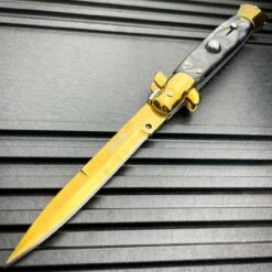 8.75" Italian Stiletto Switch Blade Auto Pocket Knife -BLADE ADDICT Sales blade addict knives black w gold blade 8 75 italian stiletto switch blade auto pocket knife 37166322122966
