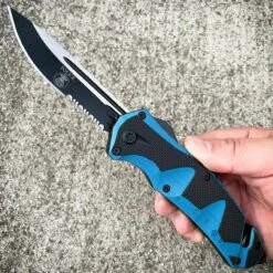 Escape Rescue OTF Knife -BLADE ADDICT Sales blade addict knives blue police escape rescue otf knife 36190858084566