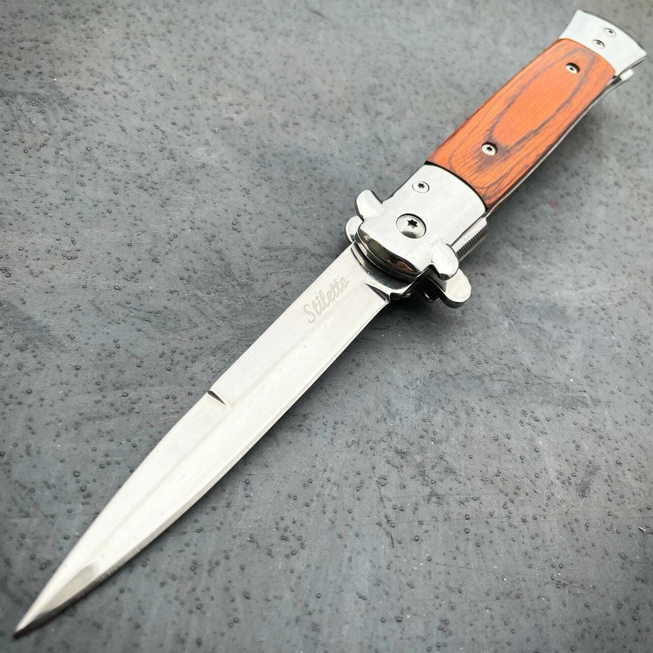 9" Classic Italian Style Stiletto Folding Spring Assisted Open Pocket Knife 11 9" Classic Italian Style Stiletto Folding Spring Assisted Open Pocket Knife - Image 9