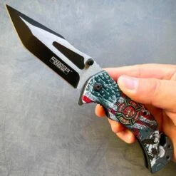 Military TACTICAL Assisted Open Pocket Folding American Flag Rescue Knife Blade -BLADE ADDICT Sales blade addict knives fire dept military tactical assisted open pocket folding american flag rescue knife blade 36331917738198