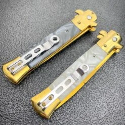 Gold Auto Italian Stiletto -BLADE ADDICT Sales blade addict knives gold auto italian stiletto 31428997447879