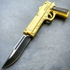 Pistol Style OTF Auto Knife 16 Pistol Style OTF Auto Knife -BLADE ADDICT Sales blade addict knives gold pistol style otf auto knife 37166229684438