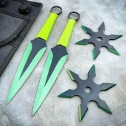 4 PC Ninja Throwing Knives Combo Star Shuriken Set -BLADE ADDICT Sales blade addict knives green 4 pc ninja throwing knives combo star shuriken set 31059713491143