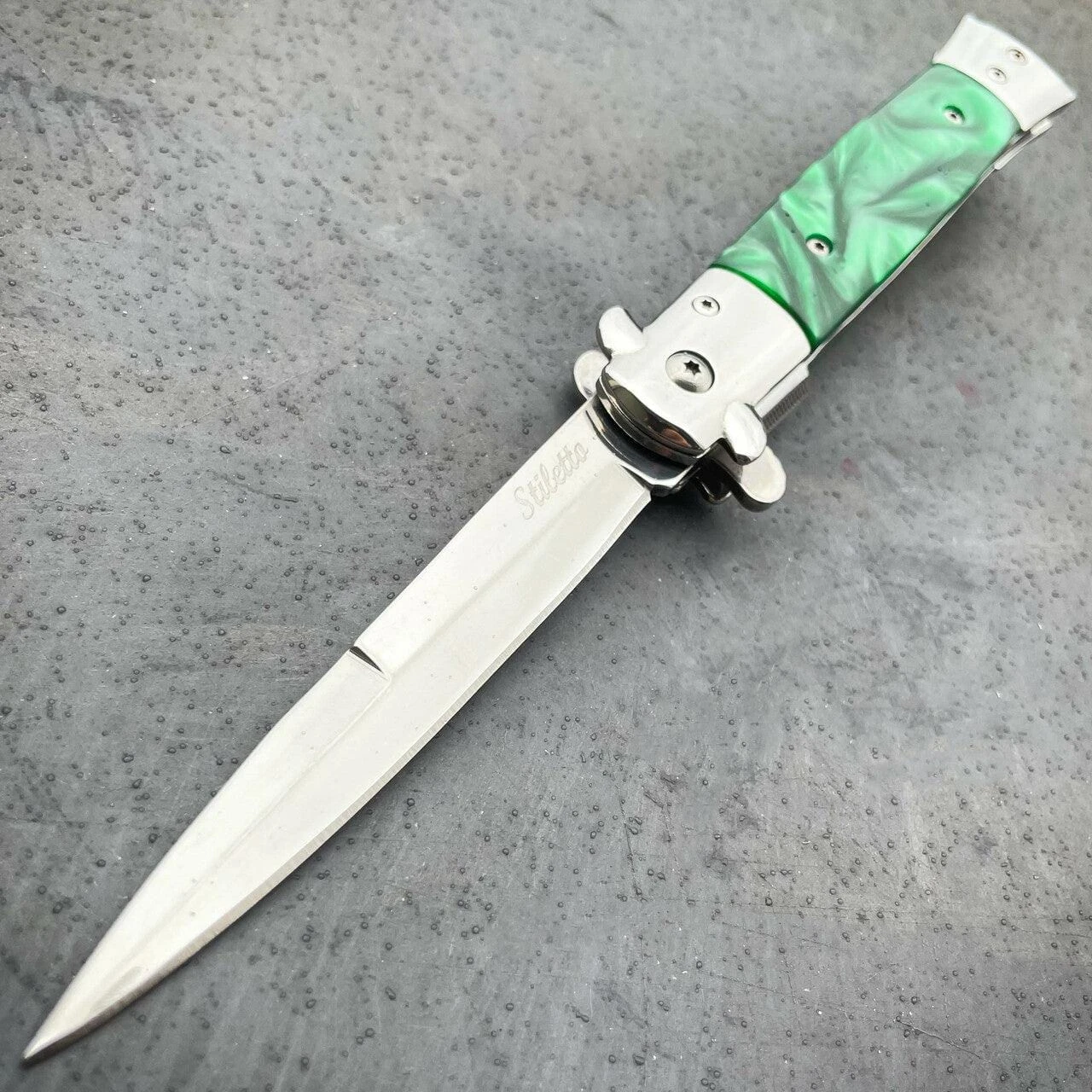 9" Classic Italian Style Stiletto Folding Spring Assisted Open Pocket Knife 8 9" Classic Italian Style Stiletto Folding Spring Assisted Open Pocket Knife - Image 6