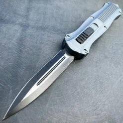 Dual Action Reaper OTF -BLADE ADDICT Sales blade addict knives grey handle dual action reaper otf 30392487149767