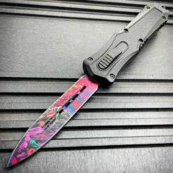 MORTAR DAGGER AUTOMATIC OTF POCKET KNIFE - STAINLESS STEEL BLADE, ALUMINUM HANDLE, SLIDE TRIGGER - CLOSED 5 3/4” -BLADE ADDICT Sales blade addict knives hyperbeast mortar otf 36534082076886