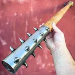 Medieval Silver Curved Spiked Barbarian Mace