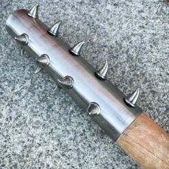 Medieval Silver Curved Spiked Barbarian Mace -BLADE ADDICT Sales blade addict knives medieval silver curved spiked barbarian mace 32069138841799