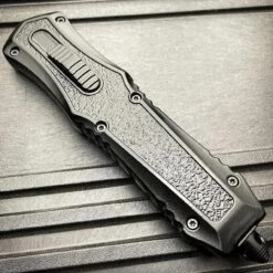 MORTAR DAGGER AUTOMATIC OTF POCKET KNIFE - STAINLESS STEEL BLADE, ALUMINUM HANDLE, SLIDE TRIGGER - CLOSED 5 3/4” -BLADE ADDICT Sales blade addict knives mortar otf 36534074540246