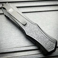 MORTAR DAGGER AUTOMATIC OTF POCKET KNIFE - STAINLESS STEEL BLADE, ALUMINUM HANDLE, SLIDE TRIGGER - CLOSED 5 3/4” -BLADE ADDICT Sales blade addict knives mortar otf 36534076047574