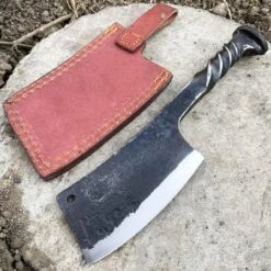 Railroad Spike Cleaver Carbon Steel Knife -BLADE ADDICT Sales blade addict knives railroad spike cleaver carbon steel knife 37014794764502
