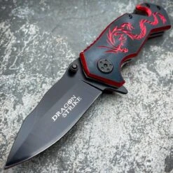 6" Tactical Fantasy Dragon Spring Assisted Open Rescue Folding Pocket Knife -BLADE ADDICT Sales blade addict knives red 6 tactical fantasy dragon spring assisted open rescue folding pocket knife 29418875814087
