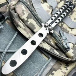 METAL High Quality Practice BUTTERFLY DULL BLADE FOLDING BALISONG TRAINER KNIFE -BLADE ADDICT Sales blade addict knives silver metal high quality practice butterfly dull blade folding balisong trainer knife 31059334529223