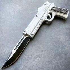 Pistol Style OTF Auto Knife 18 Pistol Style OTF Auto Knife -BLADE ADDICT Sales blade addict knives silver pistol style otf auto knife 37166231617750