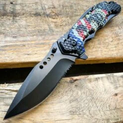 Military TACTICAL USA AMERICAN FLAG Assisted Pocket Folding OPEN Knife Blade -BLADE ADDICT Sales blade addict knives skull mouth flag military tactical usa american flag assisted pocket folding open knife blade 29418385277127