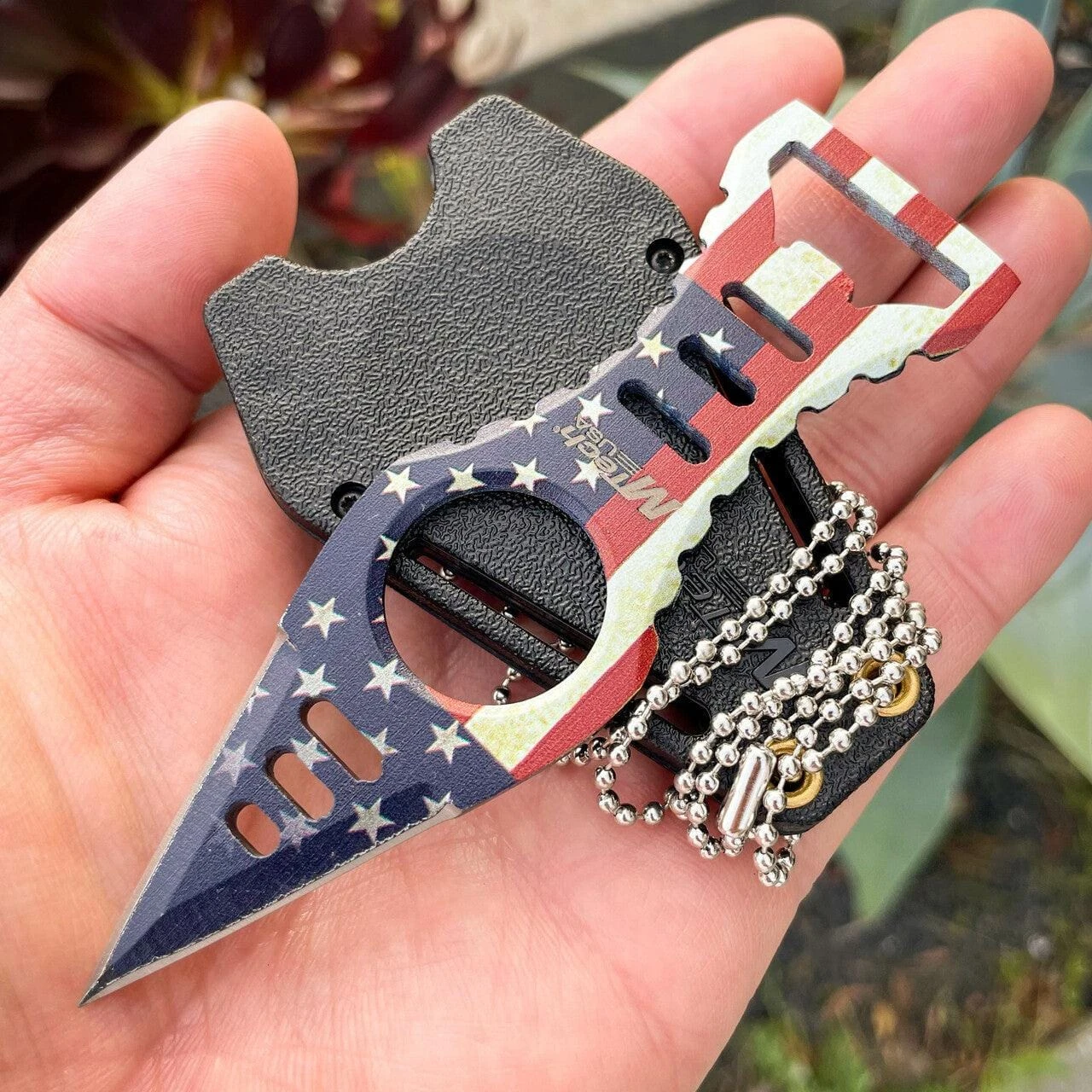 Spear Point Neck Knife USA Flag 3 Spear Point Neck Knife USA Flag