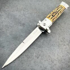 9" Classic Italian Style Stiletto Folding Spring Assisted Open Pocket Knife 17 9" Classic Italian Style Stiletto Folding Spring Assisted Open Pocket Knife -BLADE ADDICT Sales blade addict knives stag 9 classic italian style stiletto folding spring assisted open pocket knife 36349664854230