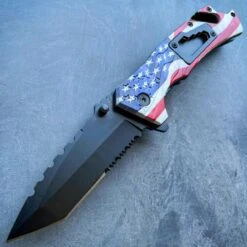 8" Military Tactical Spring Assisted Rescue Multi Tool Pocket OPEN Folding Knife -BLADE ADDICT Sales blade addict knives usa flag 8 military tactical spring assisted rescue multi tool pocket open folding knife 29418235723975