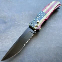 Everyday Carry Clip Point Auto Switch Blade -BLADE ADDICT Sales blade addict knives usa flag everyday carry clip point auto switch blade 37166513520854