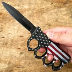 Tactical Trench Assisted Knife -BLADE ADDICT Sales blade addict knives usa flag tactical trench assisted knife 36349523165398
