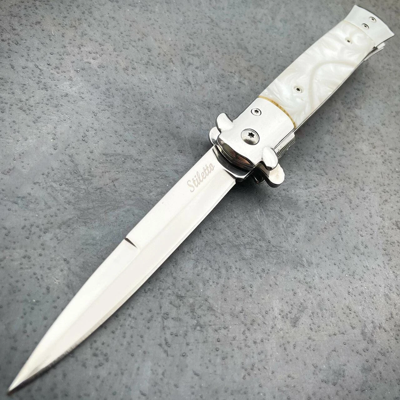 9" Classic Italian Style Stiletto Folding Spring Assisted Open Pocket Knife 10 9" Classic Italian Style Stiletto Folding Spring Assisted Open Pocket Knife - Image 8