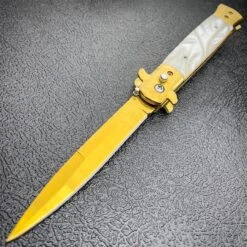 Gold Auto Italian Stiletto -BLADE ADDICT Sales blade addict knives white gold auto italian stiletto 31428992598215