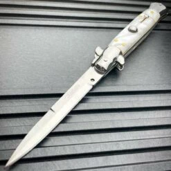 8.75" Italian Stiletto Switch Blade Auto Pocket Knife -BLADE ADDICT Sales blade addict knives white w silver blade 8 75 italian stiletto switch blade auto pocket knife 37166315208918