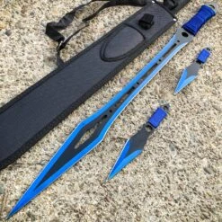 27" Ninja Machete Sword Tactical Fixed BLADE W/ 2 Throwing Knife+ Sheath Set 22 27" Ninja Machete Sword Tactical Fixed BLADE W/ 2 Throwing Knife+ Sheath Set -BLADE ADDICT Sales blade addict machete blue 27 ninja machete sword tactical fixed blade w 2 throwing knife sheath set 22754691678407