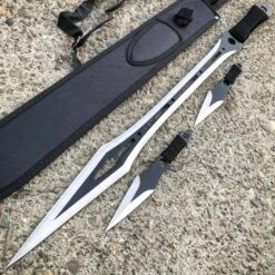27" Ninja Machete Sword Tactical Fixed BLADE W/ 2 Throwing Knife+ Sheath Set 23 27" Ninja Machete Sword Tactical Fixed BLADE W/ 2 Throwing Knife+ Sheath Set -BLADE ADDICT Sales blade addict machete silver 27 ninja machete sword tactical fixed blade w 2 throwing knife sheath set 22754691645639
