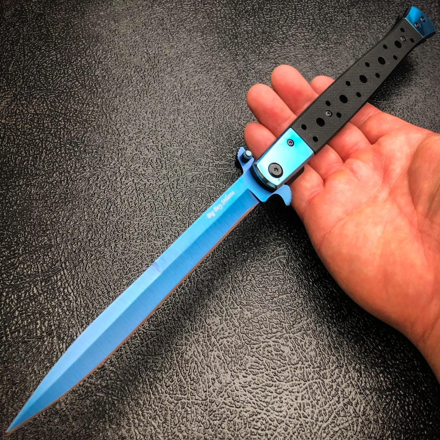 13" Extra Large BIG BOY Milano Stiletto Blade Assisted Open Folding Pocket Knife 9 13" Extra Large BIG BOY Milano Stiletto Blade Assisted Open Folding Pocket Knife - Image 7