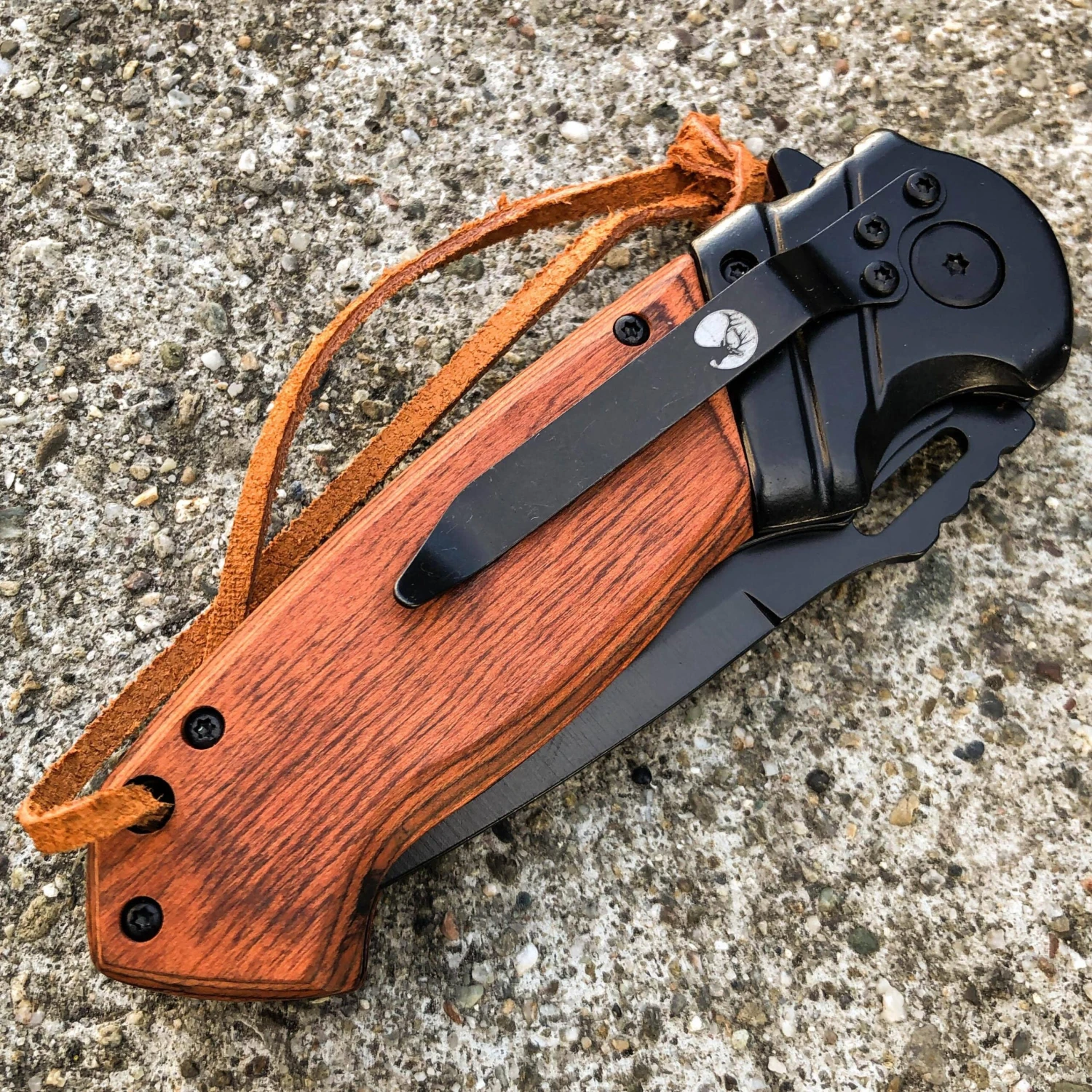 8.5" ELK RIDGE BLACK WOOD Gentleman SPRING ASSISTED OPEN Hunting Folding POCKET KNIFE 5 8.5" ELK RIDGE BLACK WOOD Gentleman SPRING ASSISTED OPEN Hunting Folding POCKET KNIFE - Image 3