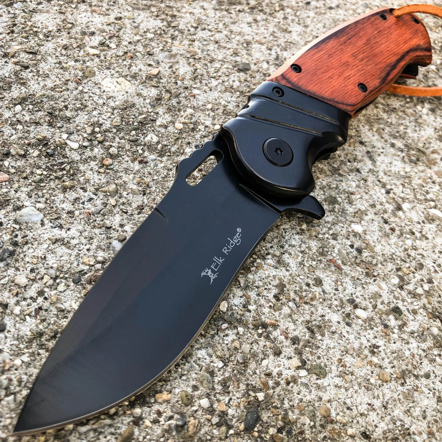 8.5" ELK RIDGE BLACK WOOD Gentleman SPRING ASSISTED OPEN Hunting Folding POCKET KNIFE 4 8.5" ELK RIDGE BLACK WOOD Gentleman SPRING ASSISTED OPEN Hunting Folding POCKET KNIFE - Image 2