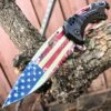 8" AMERICAN FLAG Spring Folding Assisted POCKET KNIFE Bottle Opener