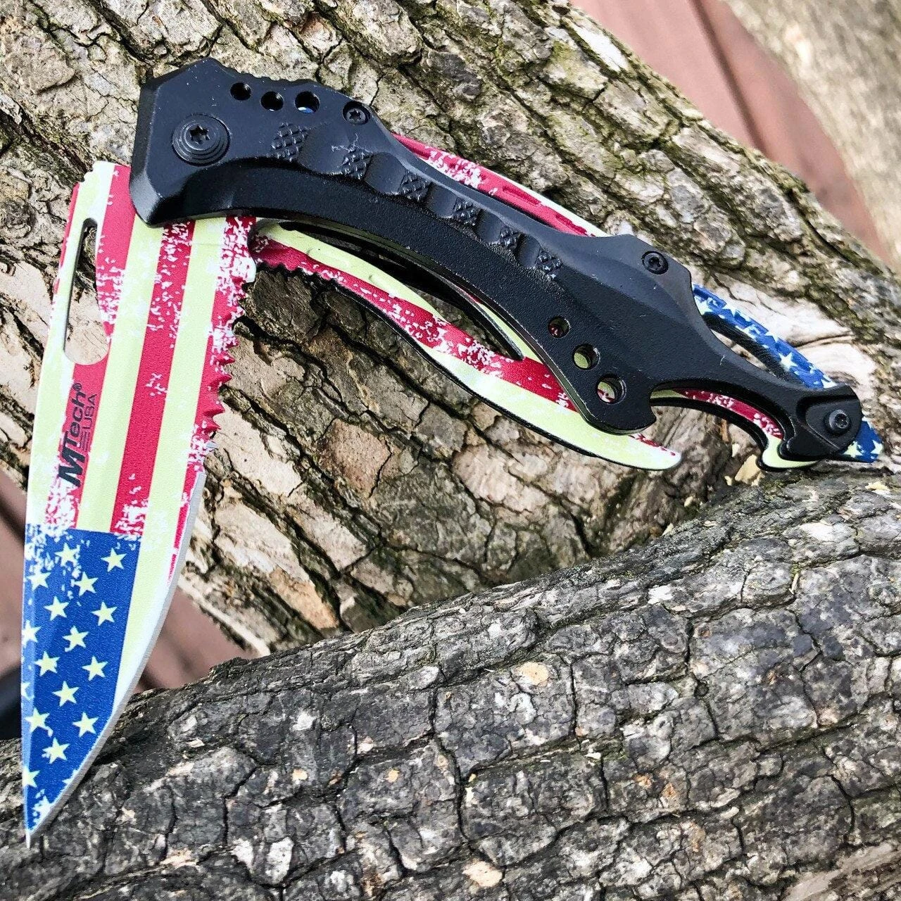 8" AMERICAN FLAG Spring Folding Assisted POCKET KNIFE Bottle Opener 4 8" AMERICAN FLAG Spring Folding Assisted POCKET KNIFE Bottle Opener - Image 2